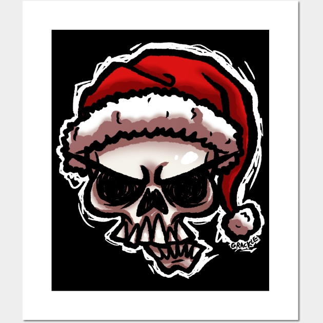 Christmas Skull Wall Art by Jan Grackle